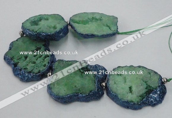 CNG2360 7.5 inches 40*50mm - 55*60mm freeform druzy agate beads