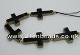 CNG2365 7.5 inches 27*42mm cross agate gemstone beads wholesale