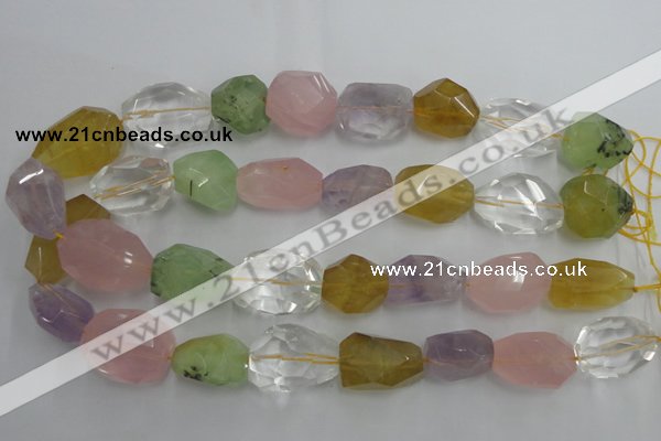 CNG237 15.5 inches 15*20mm – 15*30mm faceted nuggets mixed quartz beads