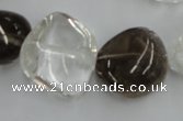 CNG238 15.5 inches 15*22mm nuggets smoky quartz & crystal beads