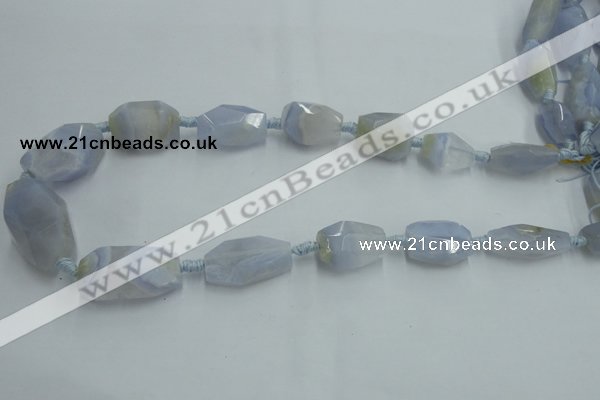 CNG242 15*18mm - 18*28mm faceted nuggets blue chalcedony beads