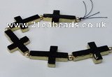 CNG2425 7.5 inches 25*40mm cross agate gemstone beads wholesale