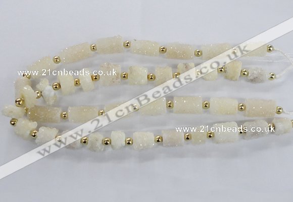 CNG2432 15.5 inches 11*14mm - 14*20mm tube druzy quartz beads