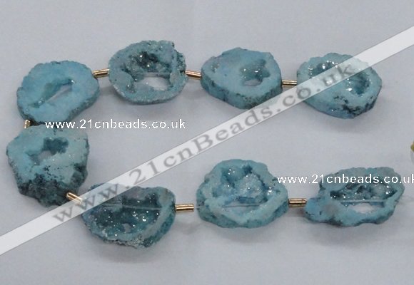 CNG2494 15.5 inches 30*40mm - 40*50mm freeform plated druzy agate beads