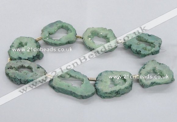 CNG2495 15.5 inches 30*40mm - 40*50mm freeform plated druzy agate beads