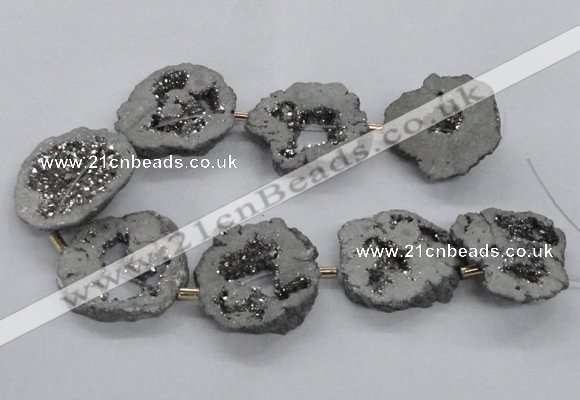 CNG2498 15.5 inches 30*40mm - 40*50mm freeform plated druzy agate beads