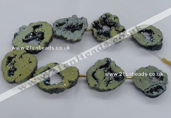 CNG2500 15.5 inches 30*40mm - 40*50mm freeform plated druzy agate beads