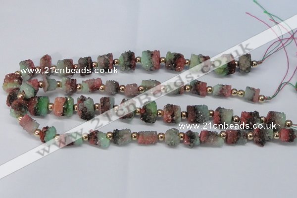 CNG2546 8*12mm – 13*18mm tube druzy quartz beads wholesale