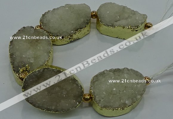 CNG2558 7.5 inches 25*35mm - 30*40mm freeform druzy agate beads