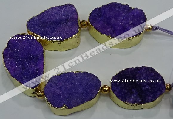 CNG2560 7.5 inches 25*35mm - 30*40mm freeform druzy agate beads