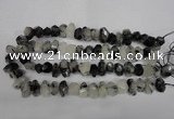 CNG2716 10*14mm - 13*18mm faceted nuggets black rutilated quartz beads