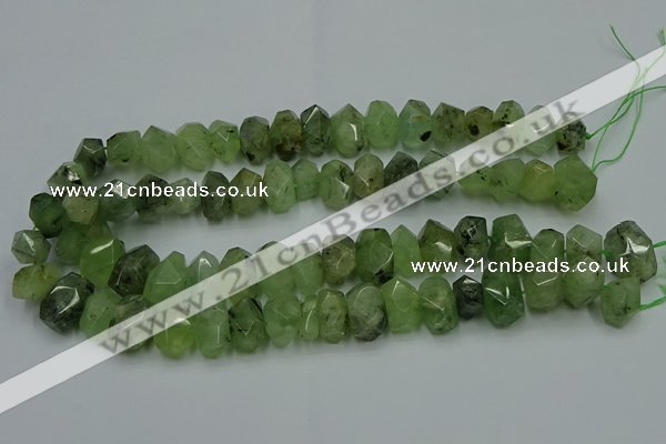 CNG2719 10*14mm - 13*18mm faceted nuggets green rutilated quartz beads