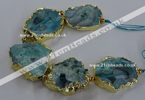 CNG2868 8 inches 35*40mm - 40*50mm freeform druzy agate beads