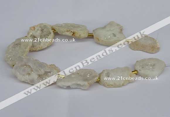 CNG2888 15.5 inches 25*30mm - 30*35mm freeform plated druzy agate beads