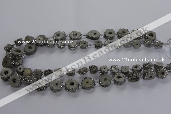 CNG2935 15.5 inches 8*10mm - 15*18mm freeform plated druzy agate beads