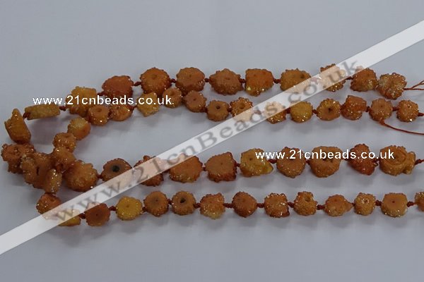 CNG2936 15.5 inches 8*10mm - 15*18mm freeform plated druzy agate beads