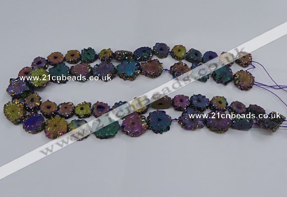 CNG2938 15.5 inches 8*10mm - 15*18mm freeform plated druzy agate beads