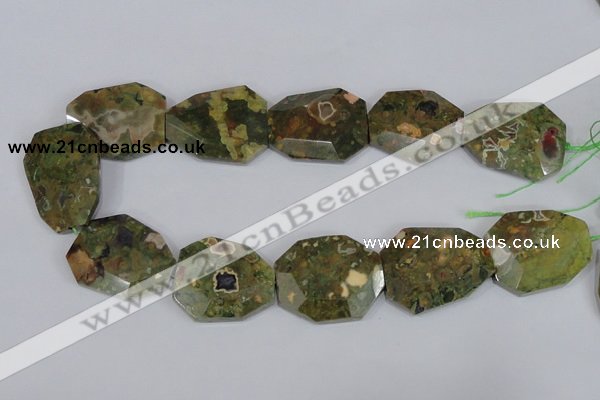 CNG303 15.5 inches 28*38mm faceted nuggets peacock gemstone beads