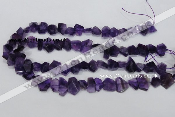 CNG307 15.5 inches 10*15mm faceted nuggets amethyst gemstone beads