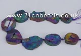 CNG3094 15.5 inches 25*30mm - 35*50mm freeform plated druzy agate beads