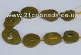 CNG3101 15.5 inches 25*30mm - 35*50mm freeform plated druzy agate beads