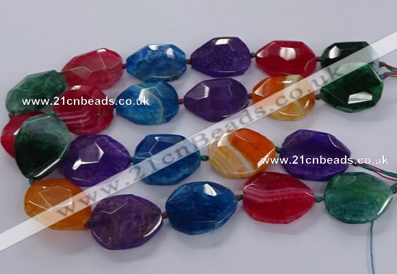 CNG3111 15.5 inches 25*35mm - 30*40mm faceted freeform agate beads