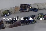 CNG3158 15.5 inche 8*15mm - 11*20mm freeform plated druzy agate beads