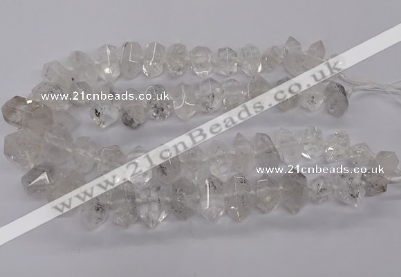 CNG3197 10*20mm - 15*30mm faceted nuggets white crystal beads