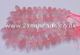 CNG3201 10*25mm - 12*45mm faceted nuggets rose quartz beads