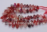 CNG3204 10*25mm - 12*45mm faceted nuggets pink quartz beads