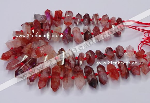 CNG3204 10*25mm - 12*45mm faceted nuggets pink quartz beads