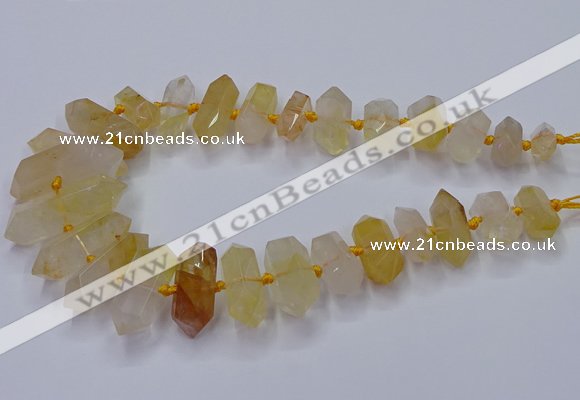 CNG3205 10*25mm - 12*45mm faceted nuggets yellow quartz beads