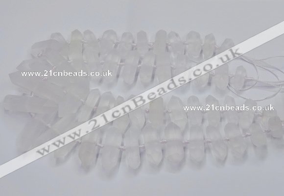 CNG3208 10*25mm - 12*45mm faceted nuggets matte white crystal beads