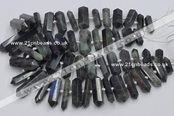 CNG3211 15.5 inches 10*25mm - 12*45mm faceted nuggets labradorite beads