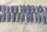 CNG3212 10*25mm - 12*45mm faceted nuggets blue lace agate beads