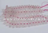 CNG3215 10*25mm - 12*50mm faceted nuggets matte rose quartz beads