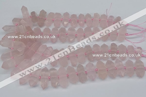 CNG3216 10*25mm - 12*50mm faceted nuggets rose quartz beads