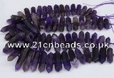 CNG3219 15.5 inches 10*25mm - 12*50mm faceted nuggets matte amethyst beads