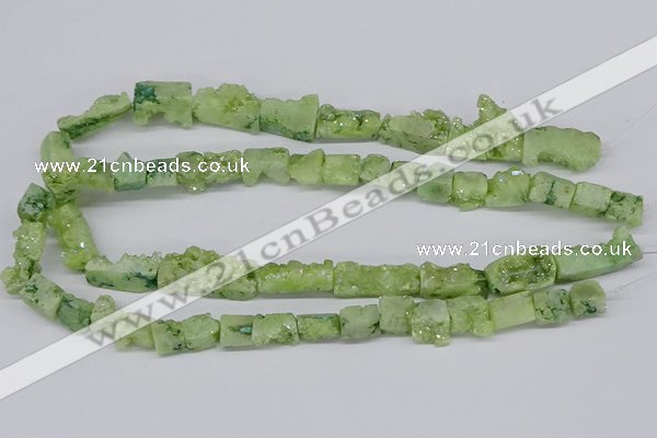 CNG3254 15.5 inches 8*15mm - 11*20mm freeform plated druzy agate beads