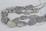 CNG3274 22*30mm - 30*40mm freeform plated druzy agate beads