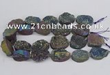 CNG3276 22*30mm - 30*40mm freeform plated druzy agate beads