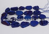 CNG3278 22*30mm - 30*40mm freeform plated druzy agate beads