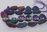 CNG3286 25*30mm - 28*45mm freeform plated druzy agate beads