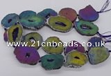 CNG3296 30*35mm - 35*40mm freeform plated druzy agate beads