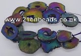 CNG3297 40*45mm - 45*55mm freeform plated druzy agate beads