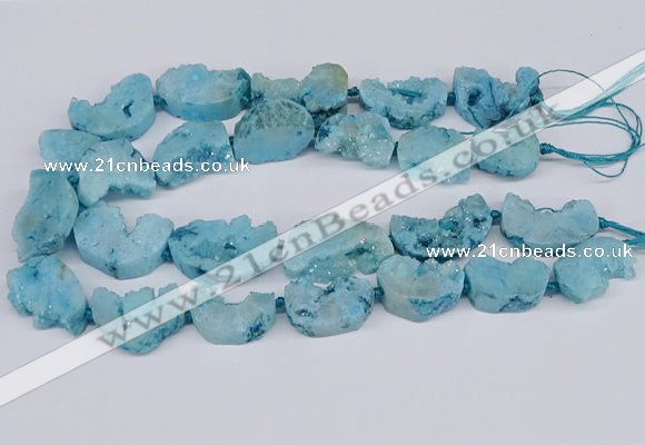 CNG3377 20*30mm - 30*45mm freeform plated druzy agate beads