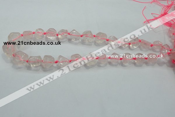 CNG339 15.5 inches 8*10mm - 15*18mm faceted nuggets rose quartz beads