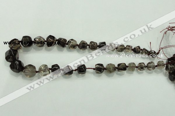 CNG340 15.5 inches 8*10mm - 15*18mm faceted nuggets smoky quartz beads