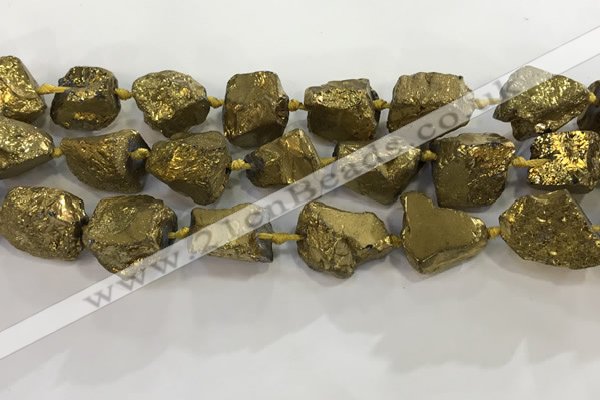 CNG3548 15*20mm - 20*25mm nuggets plated rough white crystal beads