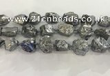 CNG3549 15*20mm - 20*25mm nuggets plated rough white crystal beads